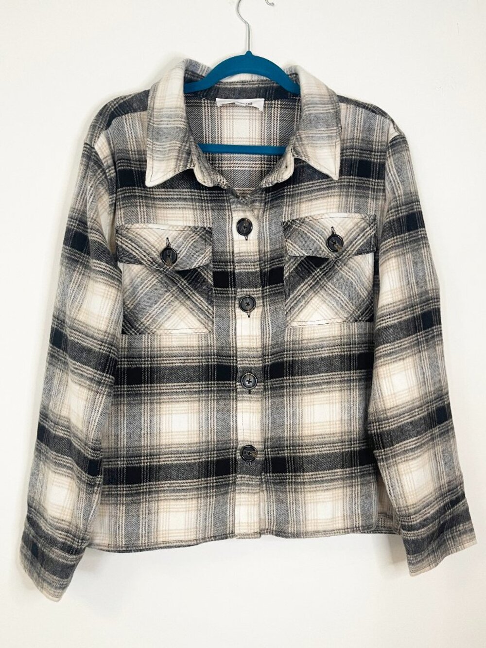 BB Dakota Steve Madden Plaid Shacket XXL Neutral Flannel Jacket Button Front